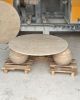 Travertine round marble table | Coffee Table in Tables by AYMARBLEDESIGN LLC