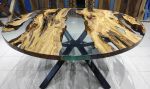 Custom Round Coffee Table, Clear Epoxy Resin Table, Edge | Dining Table in Tables by LuxuryEpoxyFurniture. Item made of wood with synthetic