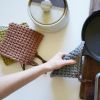 Pot Holder [Cord Strap] | Tableware by Keyaiira | leather + fiber. Item made of cotton with fiber