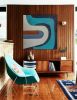 Mid century modern painting navy blue textured art | Oil And Acrylic Painting in Paintings by Berezart. Item composed of canvas compatible with boho and mid century modern style