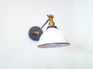 Adjustable Wall Sconce Industrial Light - Gold and White | Sconces by Retro Steam Works. Item made of metal with glass works with industrial style