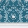 IVI Poppy Daisies & Cannabis Leaves Blue Green White | Wallpaper in Wall Treatments by Sean Martorana. Item composed of paper