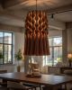 Boho Beaded Chandelier – Knotted Cord Orb Pendant Lamp, Warm Terracotta Boho Ceiling Light | Macrame Wall Hanging in Wall Hangings by RavaTapestryArt