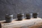 SET OF 4 tea or coffee espresso cup, grey matte edge minimal | Drinkware by Laima Ceramics. Item made of ceramic works with minimalism & rustic style