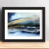 Framed Abstract Landscape Watercolor Painting: Blue Harmony, 9x12 Original Art | Paintings by Susi Schuele Art