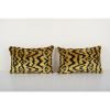 Gold Tiger Ikat Velvet Pillow, Set of Two Bengal Motifs Silk | Sham in Linens & Bedding by Vintage Pillows Store. Item made of fabric