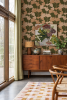 Gingko Vignette Wallpaper, olive green and peach | Wall Treatments by Samantha Santana Wallpaper & Creative Studio