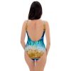 Women's Swimsuit - Good Tidings - Fluid Blue Gold | Work by Eman's Gallery