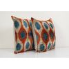 Set of Two Ikat Velvet Pillow, Pair Silk Ikat Cushion | Pillows by Vintage Pillows Store. Item made of cotton