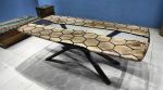 Hexagon Honeycomb Design Clear Epoxy Table , Dining Table | Tables by LuxuryEpoxyFurniture. Item made of wood with synthetic