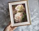 Peony painting original on canvas, Peony art wall hanging | Oil And Acrylic Painting in Paintings by Natart. Item composed of canvas and synthetic in contemporary style