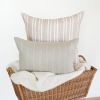 Brick Red & Cream Striped Linen Pillow 22x22 | Pillows by Vantage Design