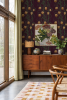 Campanas Wallpaper, eggplant and toffee | Wall Treatments by Samantha Santana Wallpaper & Creative Studio