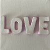 Love Pink Trim 4" x 4" | Mixed Media in Paintings by Emeline Tate. Item composed of canvas & synthetic
