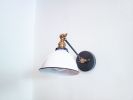 Adjustable Wall Sconce Industrial Light - Gold and White | Sconces by Retro Steam Works. Item made of metal with glass works with industrial style