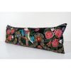 Velvet Suzani Lumbar Cushion Cover, Parrot Pictorial Sızani | Pillows by Vintage Pillows Store