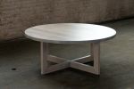 Round Grey Wood Coffee Table in Stained Urban Oak | Tables by Alabama Sawyer. Item made of wood