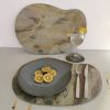Set of table placemat and coaster from slate rock. 1 pc. | Tableware by DecoMundo Home. Item composed of fabric & stone compatible with contemporary and industrial style