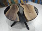 Diameter Smoke Gray Walnut Round Epoxy Coffee table | Dining Table in Tables by LuxuryEpoxyFurniture. Item made of wood & synthetic