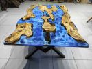 Living Room River Ocean Epoxy Table, Live Edge Olivee Tree | Dining Table in Tables by LuxuryEpoxyFurniture. Item made of wood with synthetic