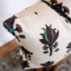 Deep Purple Flower Motif Printed on Linen Pillow 20x20 | Pillows by Vantage Design