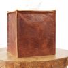 Bison Leather Single Tissue Box Cover | Decorative Box in Decorative Objects by Vantage Design