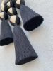 Large Black & Cream Macrame Wall Hanging, Boho Fiber Art Decor, Handwoven Cotton Rope Wall Art, Modern Tassel Wall Hanging | Wall Hangings by İnanç Yılmaz