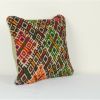 Small Turkish Kilim Pillow Cover 12" X 12" | Sham in Linens & Bedding by Vintage Pillows Store. Item made of cotton & fiber
