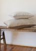 Wool with Grey Dots and Leather Welt Lumbar Pillow 12x18 | Pillows by Vantage Design