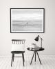 Black & white beach photography print, 'Monochrome Swimmer' | Photography by PappasBland. Item composed of paper in minimalism or contemporary style