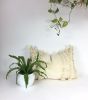 Lumbar pillow // woven pillow // cream tassel cushion | Pillows by velvet + linen