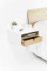 White Floating Nightstand Bedside Table Drawer in Oak | Storage by Manuel Barrera Habitables. Item composed of wood
