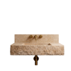 Floating Travertine Stone Sink with Backsplash | Custom Wall Mounted Vanity | Work by Vero Marble