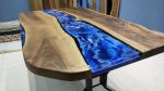 Living Edge Dark Walnut Resin Dining Table, Ocean Epoxy | Tables by LuxuryEpoxyFurniture. Item made of wood with synthetic