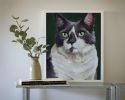 Tuxedo Cat Art Print, Cheerful Whiskered Feline Wall Art, Living Room Painting | Prints in Paintings by The Ugly Cat Studio