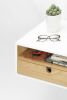 White Floating Nightstand Bedside Table Drawer in Oak | Storage by Manuel Barrera Habitables. Item composed of wood