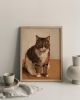 Brown Tabby Cat Art Print, Warm Toned Cozy Wall Art, Giclée Paper Painting | Prints in Paintings by The Ugly Cat Studio