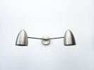 Bathroom Vanity Wall Double Sconce - Brushed Nickel Light | Sconces by Retro Steam Works. Item composed of brass in mid century modern or contemporary style
