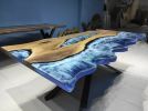 Living Room Ocean Sea River Epoxy Table | Dining Table in Tables by LuxuryEpoxyFurniture. Item made of wood with synthetic