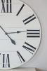36" White Farmhouse Clock, Slightly Distressed | Ornament in Decorative Objects by Hazel Oak Farms. Item made of wood
