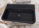 Nero Marquina Marble Sink: Rectangle Wall Mount Washbasin (16x24x5) | Water Fixtures by AEGEAN MARBLE ARTISAN ATELIER
