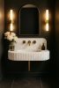 Floating Carrara White Marble Sink | Custom Wall Mounted Vanity | Water Fixtures by Vero Marble