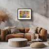 The Hearth Quilt - Framed Original Pastel Collage - Folk Art Patchwork | Paintings by Eman's Gallery