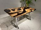 Olive Epoxy Table, Custom Resin Table, Dining Table | Tables by Tinella Collection. Item composed of wood & metal compatible with contemporary and art deco style