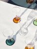 Hand Blown Circle Stem Wine Glass in Blue/Teal | Drinkware by Barton Croft. Item made of glass works with country & farmhouse & japandi style