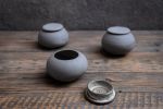 STC pebble stone lidded jar container, minimalist monochrome | Vessels & Containers by Laima Ceramics. Item composed of stoneware in minimalism style
