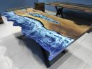 Living Room Ocean Sea River Epoxy Table | Dining Table in Tables by LuxuryEpoxyFurniture. Item made of wood with synthetic