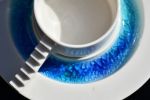 CASTLE COFFEE SET (blue glass moat) | Cup in Drinkware by 4AM Product Design. Item made of ceramic with glass works with mid century modern & art deco style