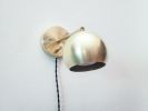 Pivoting Head Bedside Reading Wall Light, Sage and Gold | Sconces by Retro Steam Works. Item composed of fabric and metal in mid century modern or industrial style