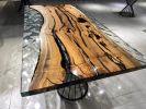 Clear Epoxy Table, Custom Epoxy Dining Table, Resin Table | Tables by Tinella Collection. Item composed of wood & metal compatible with contemporary and coastal style